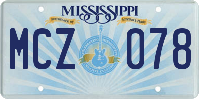 MS license plate MCZ078