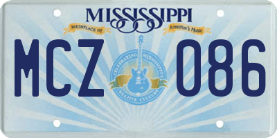 MS license plate MCZ086