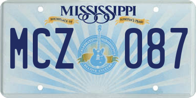 MS license plate MCZ087