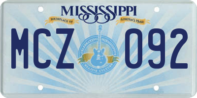 MS license plate MCZ092