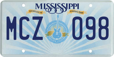 MS license plate MCZ098