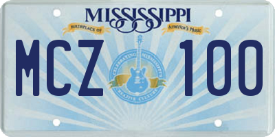 MS license plate MCZ100