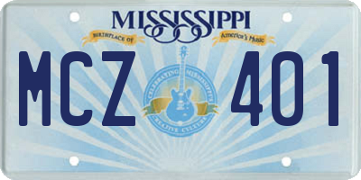 MS license plate MCZ401