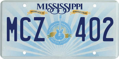 MS license plate MCZ402