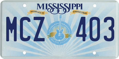 MS license plate MCZ403