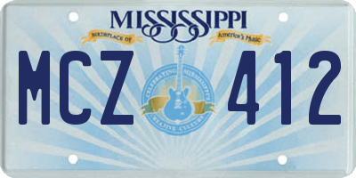 MS license plate MCZ412