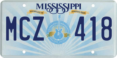 MS license plate MCZ418