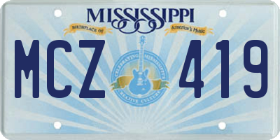 MS license plate MCZ419