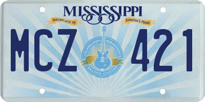 MS license plate MCZ421