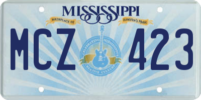 MS license plate MCZ423