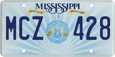 MS license plate MCZ428
