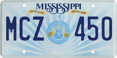 MS license plate MCZ450