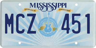 MS license plate MCZ451