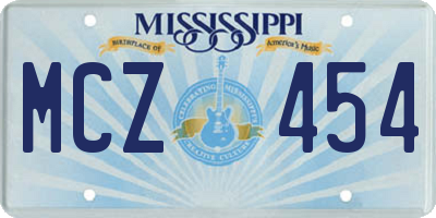 MS license plate MCZ454