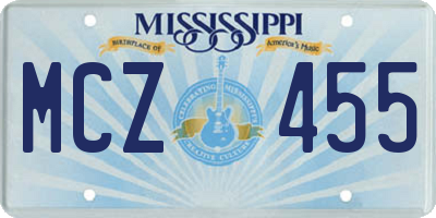 MS license plate MCZ455