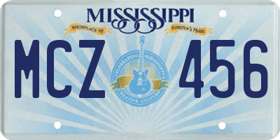MS license plate MCZ456