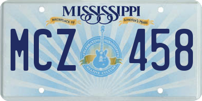 MS license plate MCZ458
