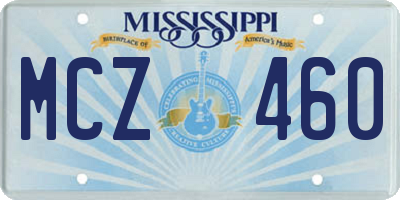 MS license plate MCZ460