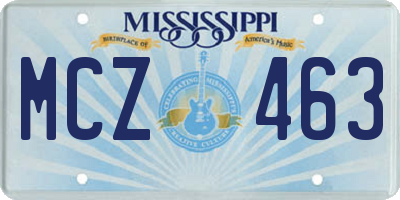 MS license plate MCZ463