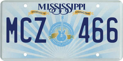 MS license plate MCZ466
