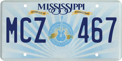 MS license plate MCZ467
