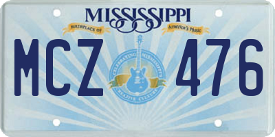 MS license plate MCZ476