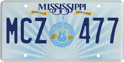 MS license plate MCZ477