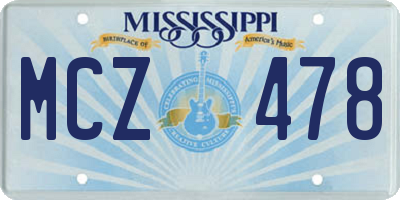 MS license plate MCZ478