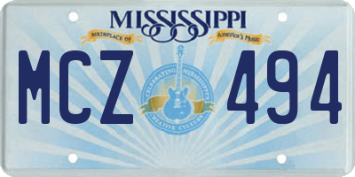 MS license plate MCZ494
