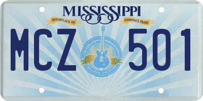 MS license plate MCZ501