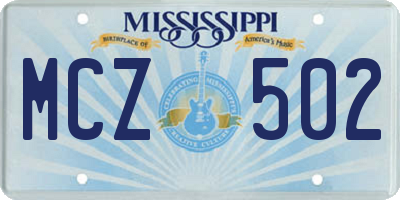 MS license plate MCZ502