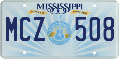 MS license plate MCZ508