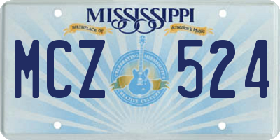 MS license plate MCZ524