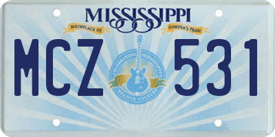 MS license plate MCZ531