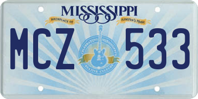 MS license plate MCZ533