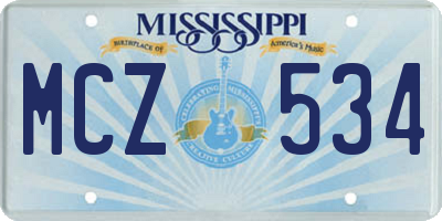 MS license plate MCZ534