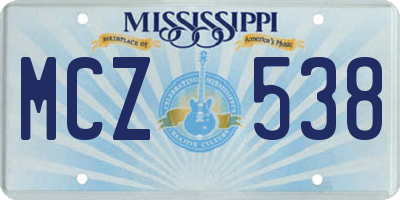 MS license plate MCZ538