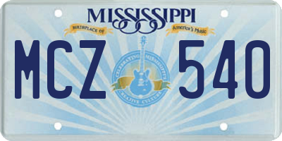 MS license plate MCZ540