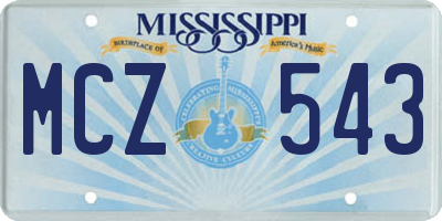 MS license plate MCZ543