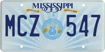 MS license plate MCZ547