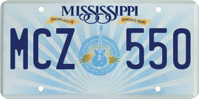MS license plate MCZ550