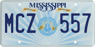 MS license plate MCZ557