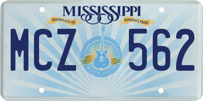 MS license plate MCZ562