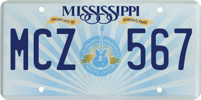 MS license plate MCZ567