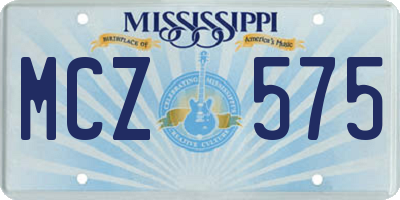 MS license plate MCZ575