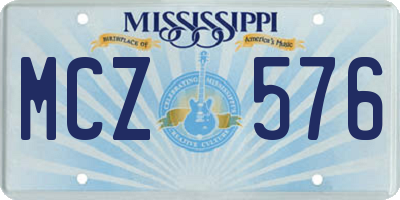 MS license plate MCZ576