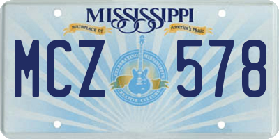 MS license plate MCZ578
