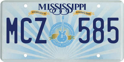 MS license plate MCZ585