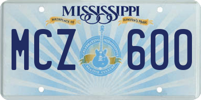 MS license plate MCZ600
