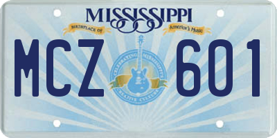 MS license plate MCZ601